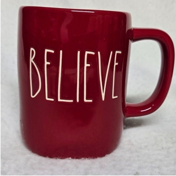 Rae Dunn Other - Rae Dunn BELIEVE Red Mug Artisan Collection‎ by Magenta Christmas Coffee Cup